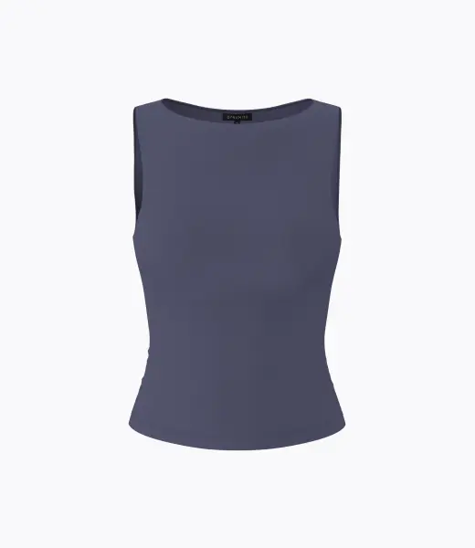 Grey boat neck tank top.