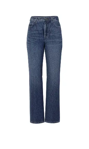 Blue straight leg jeans.