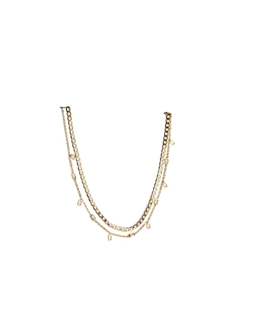 14k gold plated layered chain.