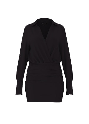 Black long sleeve mini dress.