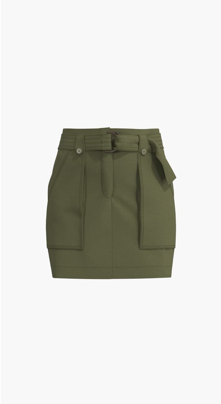 A green belted cargo skirt.