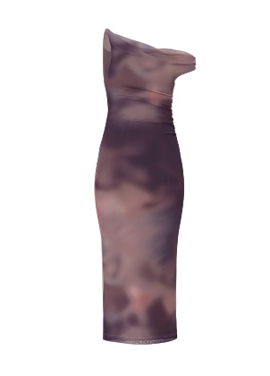 Brown halter neck maxi dress.