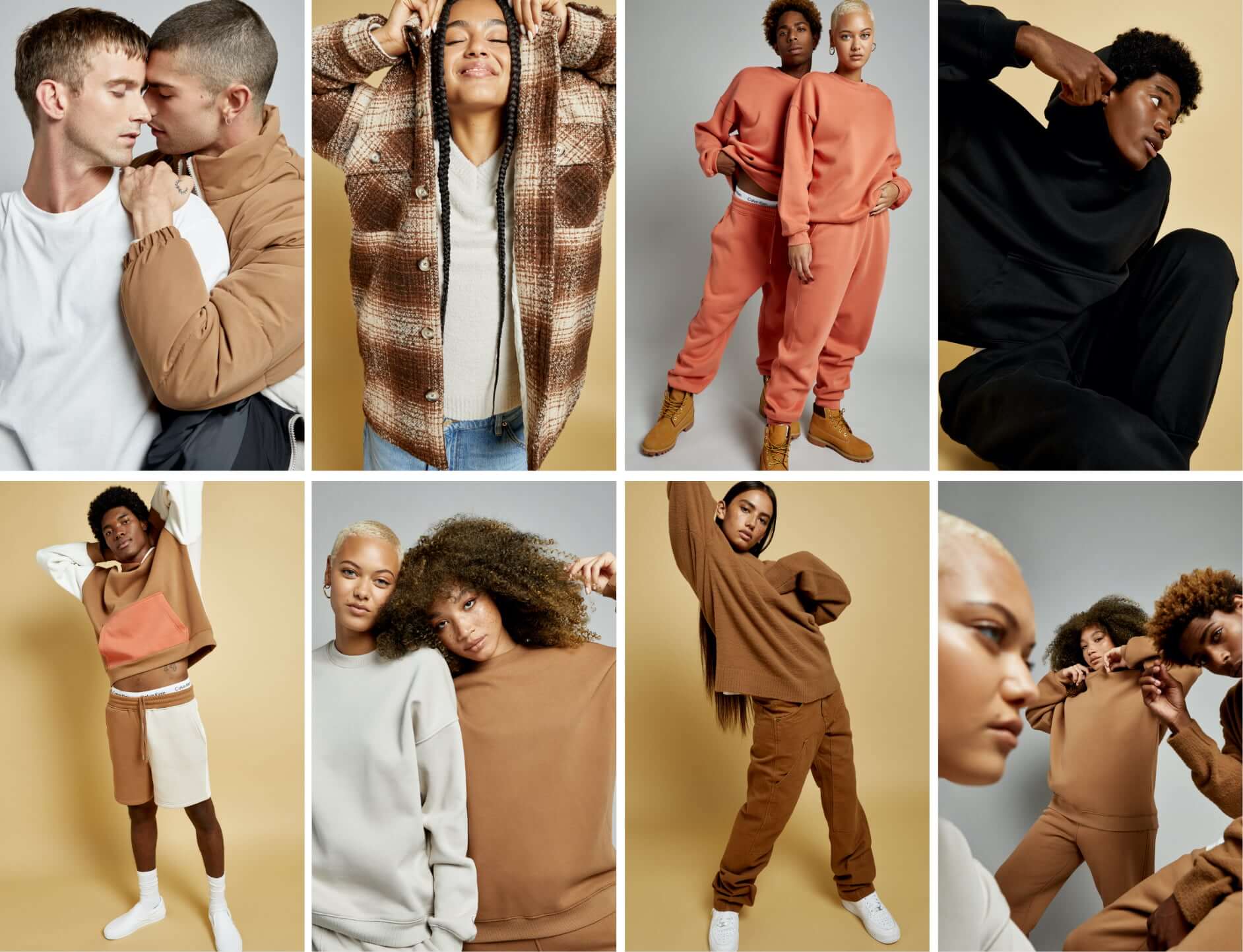 Models are wearing Garage unisex clothing.