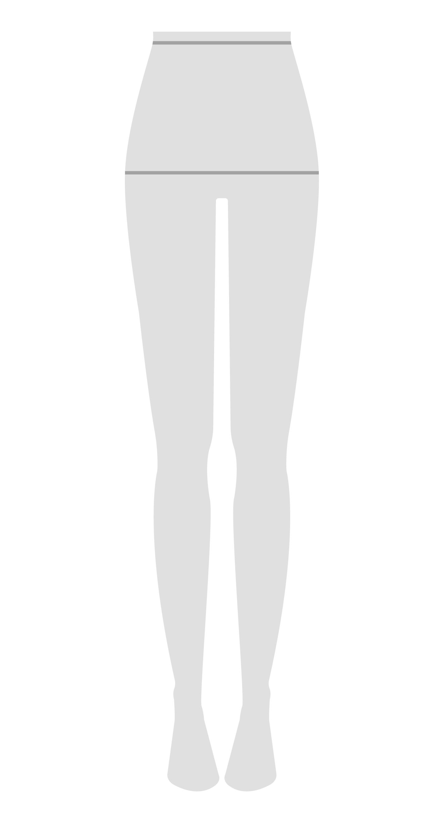 A silhouette of a mannequin with lines on the waist and hips indicating where to measure.