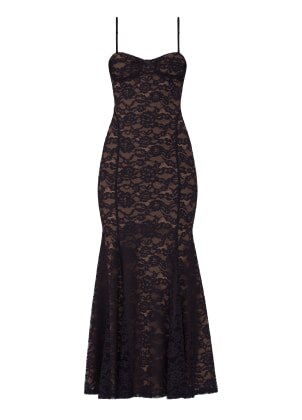 Brown floral maxi dress.