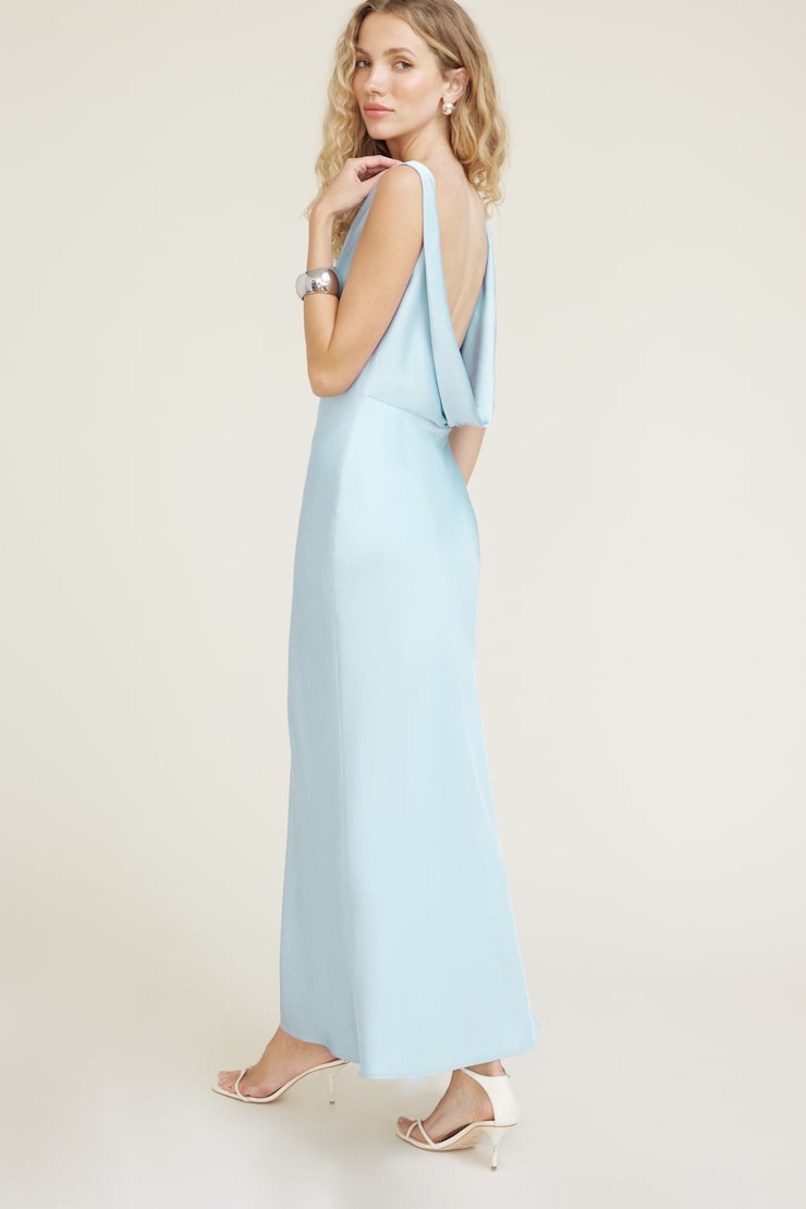 Nora Satin Maxi Slip Dress Blue Dynamite