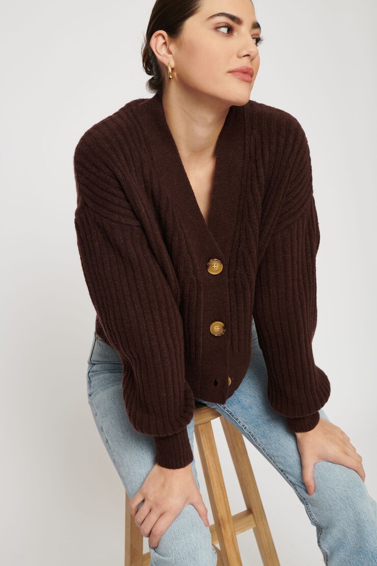 トップス Sugar knit cardigan AH0016 Saffi Ribbed Cardigan Sweater - ASTR the Label